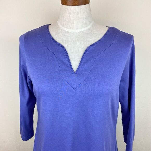 L.L. Bean 3/4 Sleeve Pima Cotton Split-Neck Tunic - Picture 3 of 6